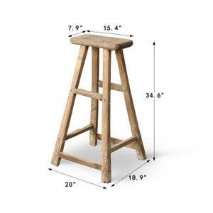 Approx. 15.4" Wide 7.9" Deep Vintage Bar Stool with Weathered Natural