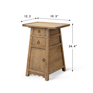 19" Wide 24" High Vintage Two-Drawers Table Weathered Natural