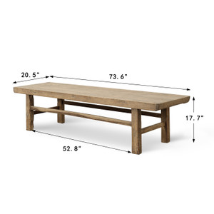Vintage Coffee Table 73.6x20.5x17.7H Weathered Natural Warm Wood Tone