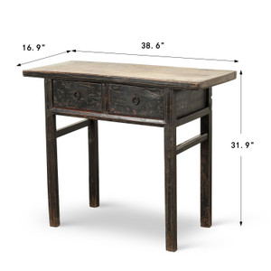 Antique Console with Two Drawers Walnutwood  38.6x16.9x31.9H