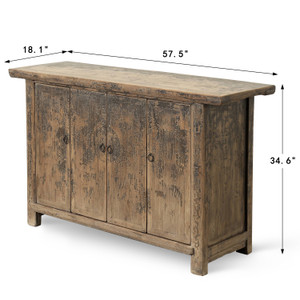 Vintage Sideboard with 4 Doors Distressed Black 57.5x18.1x34.6H