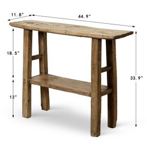 Approx. 44.9 Inches Long Console with Shelf Weathered Natural