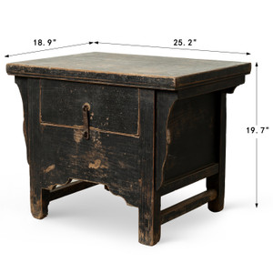 Vintage  Low Storage Coffee Table Distressed Black 25.2"x18.9"x19.7"H Elmwood