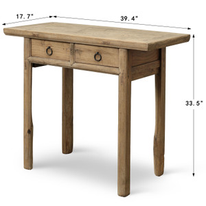 Vintage Entry Table with Two Drawers Elmwood 39.4"W17.7"D33.5"H