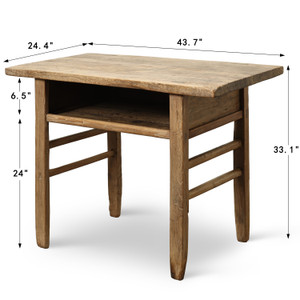 Approx.43.7 Inches Vintage Table with Storage Weathered Natural