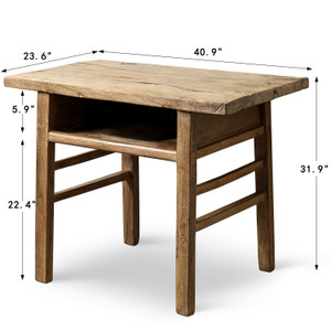 Approx.40.9 Inches Vintage Table with Storage Weathered Natural
