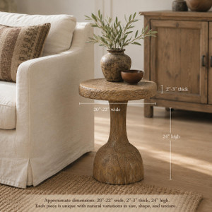 Vintage Round Pedestal Accent Table Approx. 20-22" Round x 24" High