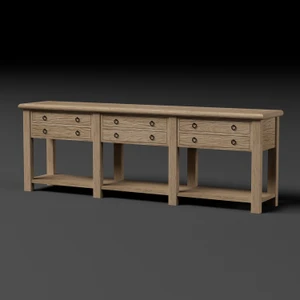 Sorrento 6-Drawer Console Table with Shelf Weathered Natural