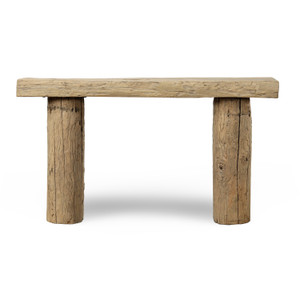 Approx. 50-60 Inches Long Vintage Log Console with Rustic Natural Wood Tone