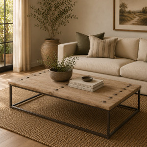 Approx. 60" Wide, 35" Deep, 15.3" High Vintage Door Coffee Table