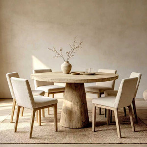 Capri Heritage Round Pedestal Dining Table – 48" Weathered Natural