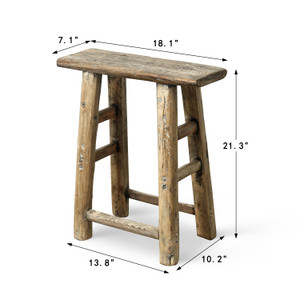Vintage Rustic Stool 21.3H 18.1W 7.1D