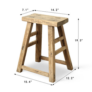 Vintage Rustic Stool 19.3H 14.2W 7.1D