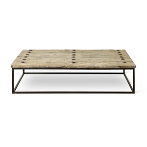 Vintage Door Panel Coffee Table with Metal Base 61 "W 34 "D 15 "H