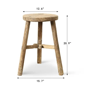 Approx. 12 Inches Wide Vintage Round Stool Elmwood