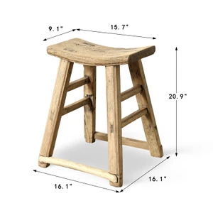 Vintage Rustic Stool 20.9H 15.7W 9.1D