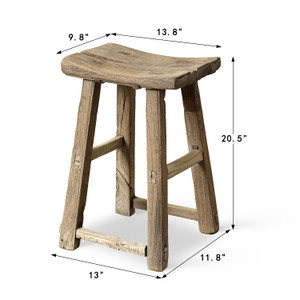Vintage Rustic Stool 20.5H 13.8W 9.8D