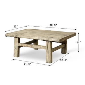 Vintage Coffee Table 30.3" Long 22" Wide Weathered Natural