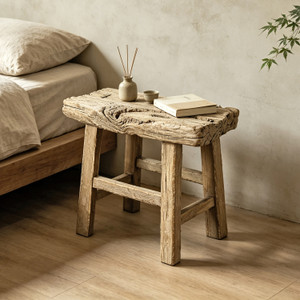 Vintage Side Table  29.1" Long 17.3" Wide Weathered Natural
