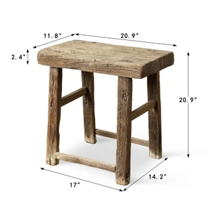 Vintage Rustic Stool 20.9 H 20.9 W 11.8 D