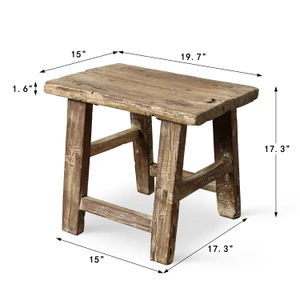 Vintage Rustic Stool 17.3 H 19.7 W 15 D