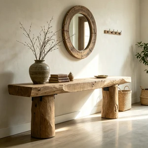 108 Inches Long Heritage Timber Beam Console Weathered Natural