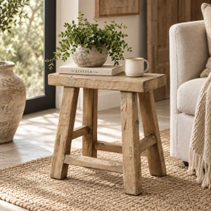 Amalfi Reclaimed Wood Side Table – Weathered Natural