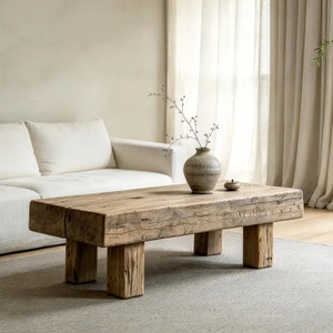 Approx. 60" Wide 22" Deep Vintage Beam Coffee Table Weathered Natural