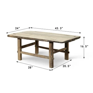 Approx. 43" Long, 24"Deep Vintage Coffee Table Weathered Natural