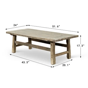 Approx. 52" Long, 24"Deep Vintage Coffee Table, Weathered Natural