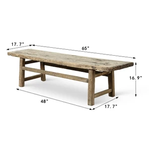 Approx. 65" Long, 18"Deep Vintage Coffee Table, Weathered Natural