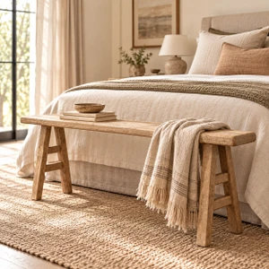 Approx.51 Inches Wide Reclaimed Solid Wood Noodle Bench Weathered Natural