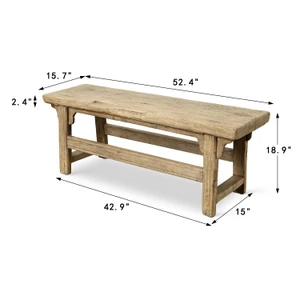 52“ Wide Vintage Bench Vintage Weathered Natural