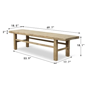 70“ Wide Vintage Bench Vintage Weathered Natural