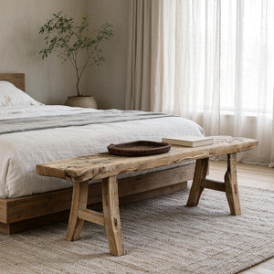 Vintage Noodle Bench 58.3" Wide 13" Deep Weathered Natural