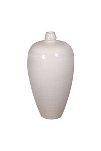 17" Creamy White Ceramic Plum Vase Small Opening