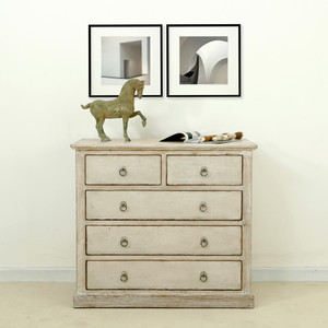 Amalfi Two Tones 5 Drawer Dresser with Antique Off White Finish Amalfi Two Tones 5 Drawer Dresser with Antique Off White Finish