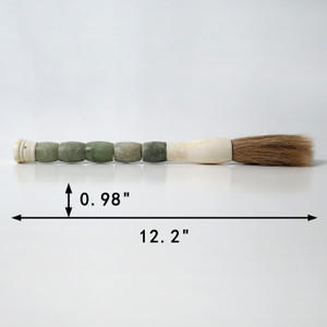 Green-White Jade Abacus Calligraphy Brush Approx. 12 Inches Long Green-White Jade Abacus Calligraphy Brush Approx. 12 Inches Long