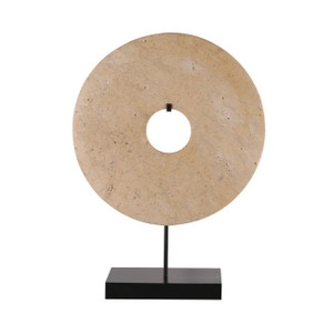 Jade Disk Statue With Base 8 Inch Tan Jade Disk Statue With Base 8 Inch Tan
