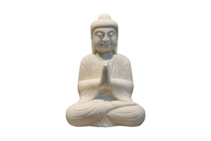 Approx. 24 Inches High Hand Carved White Marble Praying Buddha Statue Approx. 24 Inches High Hand Carved White Marble Praying Buddha Statue