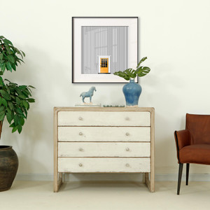 Ming Two Tones Dresser 4 Drawers Antique Off White 41x20x35H Ming Two Tones Dresser 4 Drawers Antique Off White 41x20x35H