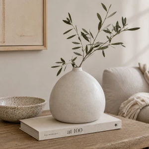 10" Off White Ceramic Pot water-drop shape