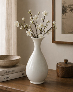 11" Off White Ceramic Guanyin Vase