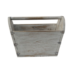 Reclaimed wooden basket weathered white wash (Pre-order only. Lead time 8-10 weeks)