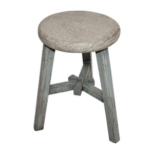 Elm round Stool Weathered soft aqua wash Elm round Stool Weathered soft aqua wash