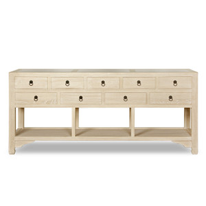 Console Table 9 Drawer with Marble Top Nature Whitewash 75x18x33H