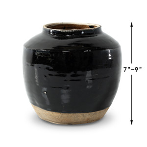 Approx. 7-9 Inches High Vintage oil pot with black glaze Medium (size vary) Approx. 7-9 Inches High Vintage oil pot with black glaze Medium (size vary)