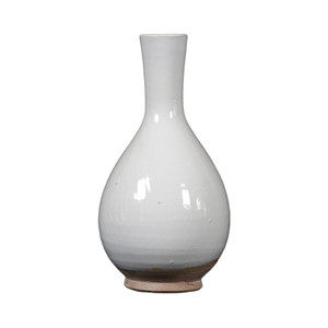 White vintage style bottle vase with unglazed base