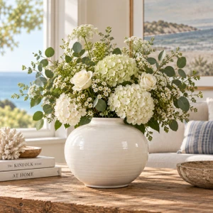 Aprrox. 10" High1 3"Wide Creamy White Round Pot