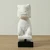Hand-Carved White Marble Ram with Black Wooden Base-13" H